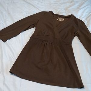 Motherhood Maternity Nursing Brown Top Stretch S